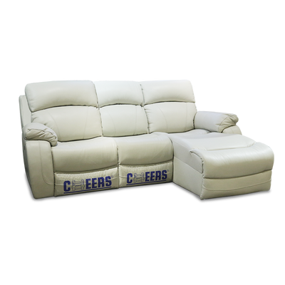 CHEERS - EUSTON three-seater leather electric recliner sofa with chaise lounge