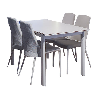 020-B342+B129 CREDIT Sintered Stone One Side Extendable Dinning Table Bundle with four chairs