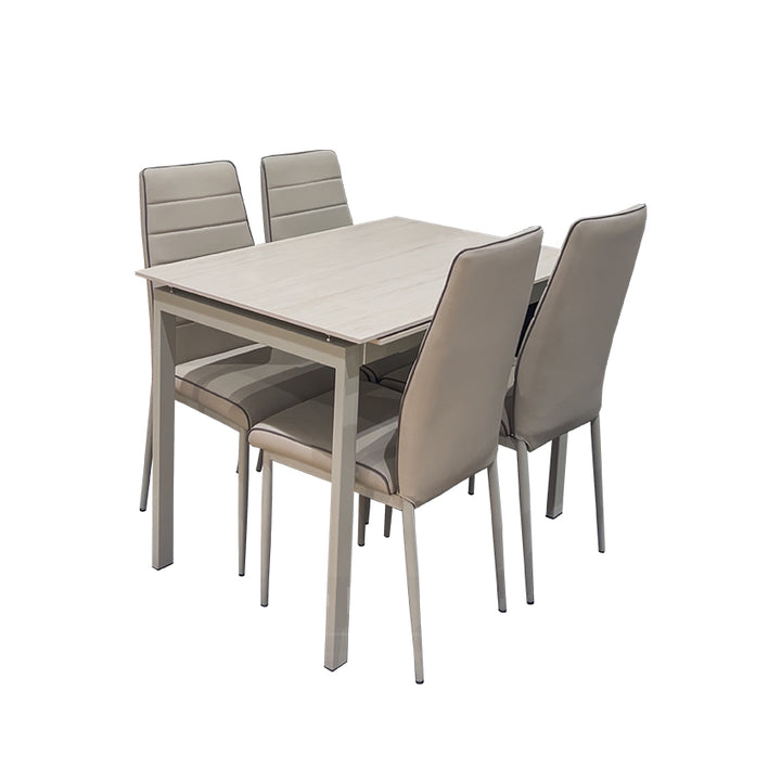 020-B9261+B109+B32 Sintered Stone Single Side Extendable Dining Table Bundle with two chairs and one bench