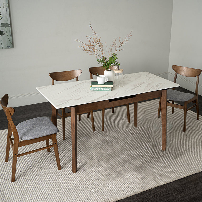 IMPORTED FROM MALAYSIA-026-FORTIS+MACY FORTIS Extendable Dining Table Bundle with Four chairs