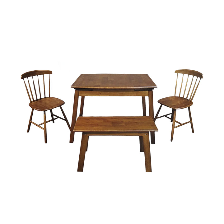 Imported Form Malaysia 047-T750+C26+C820 Walnut Solid Wood Extendable Dinning Table Bundle with Two chairs and One Bench