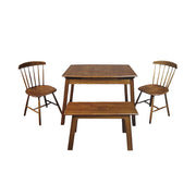 Imported Form Malaysia 047-T750+C26+C820 Walnut Solid Wood Extendable Dinning Table Bundle with Two chairs and One Bench