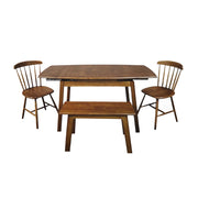 Imported Form Malaysia 047-T750+C26+C820 Walnut Solid Wood Extendable Dinning Table Bundle with Two chairs and One Bench