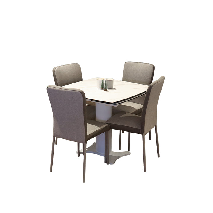 056-YA008+DC430 SORBE Italian Ceramic Glass Extendable Dinning Table Bundle with Four Chairs