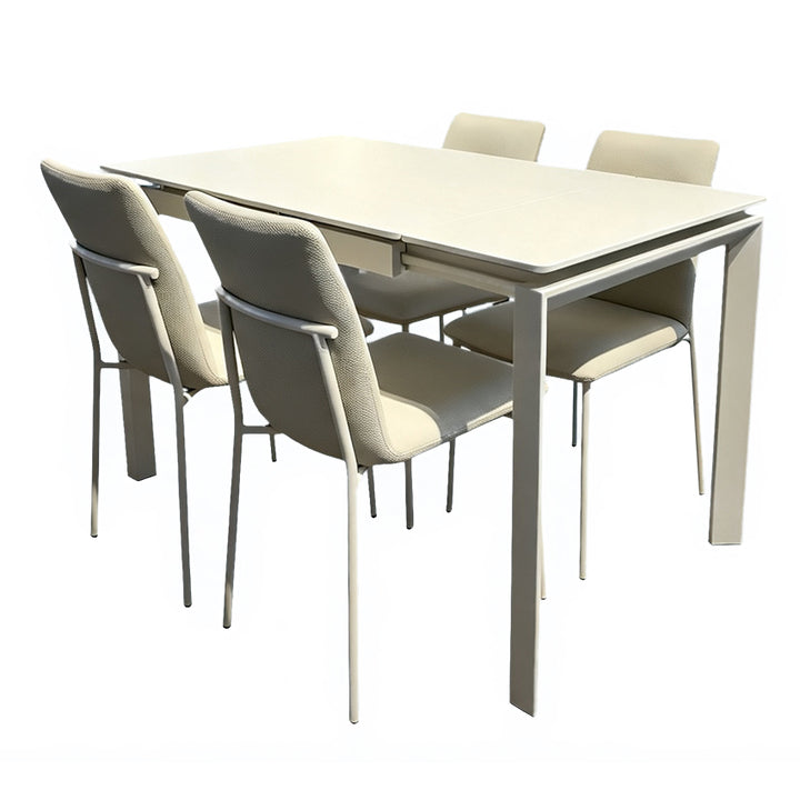 056-YA012+YA302 VENICE Sintered Stone Singled Extendable Dinning Table Bundle with Four Chairs