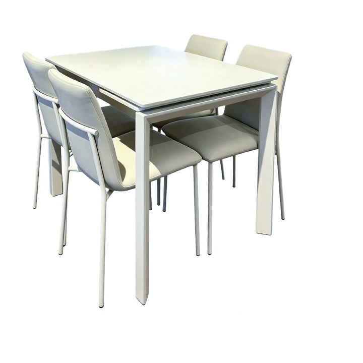 056-YA012+YA302 VENICE Sintered Stone Singled Extendable Dinning Table Bundle with Four Chairs