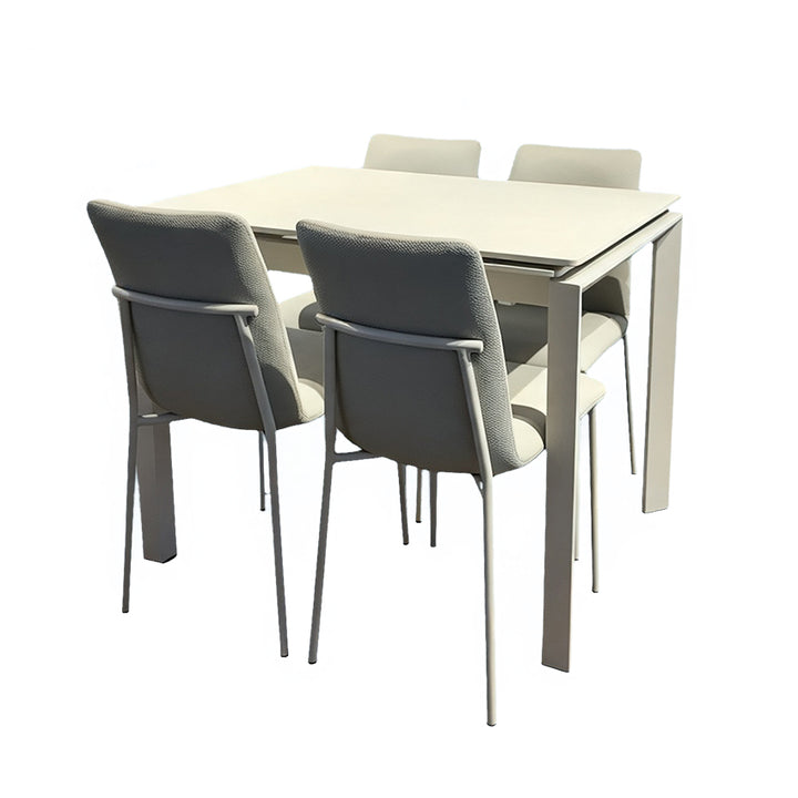 056-YA012+YA302 VENICE Sintered Stone Singled Extendable Dinning Table Bundle with Four Chairs