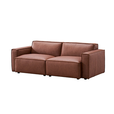 OKINO brand - BROWN Full Leather three-seater sofa