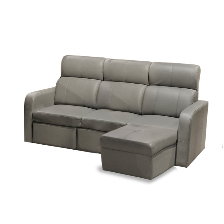 OKINO Brand- AIDEN 2 Seater Leather Sofa with Chaise Lounge (Broaching Bed)