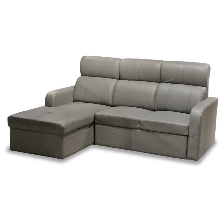 OKINO Brand- AIDEN 2 Seater Leather Sofa with Chaise Lounge (Broaching Bed)