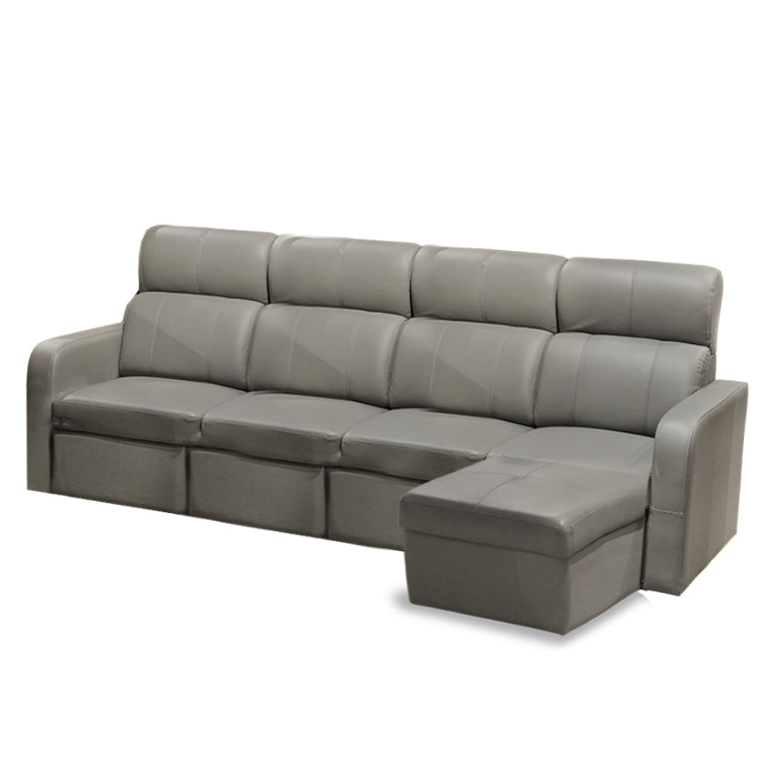 OKINO Brand- AIDEN 2 Seater Leather Sofa with Chaise Lounge (Broaching Bed)