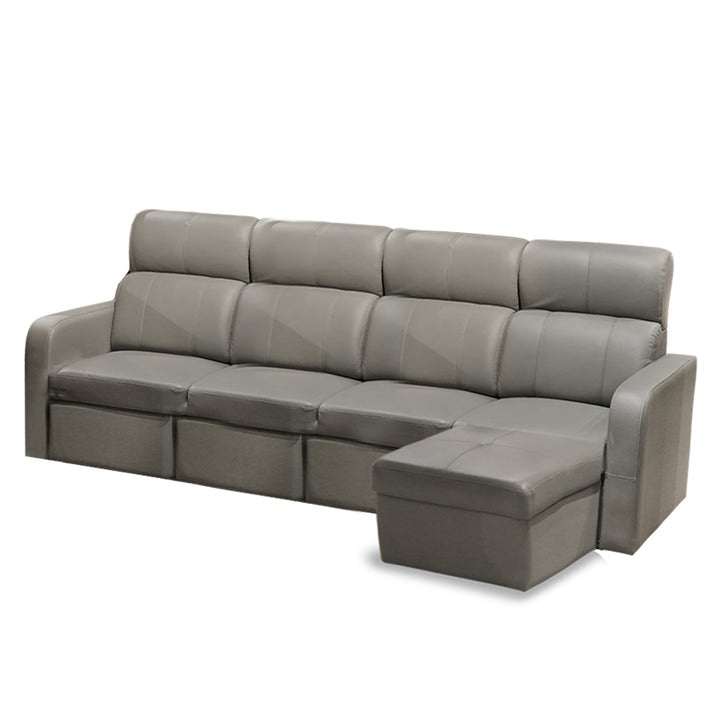 OKINO Brand- AIDEN 2 Seater Leather Sofa with Chaise Lounge (Broaching Bed)