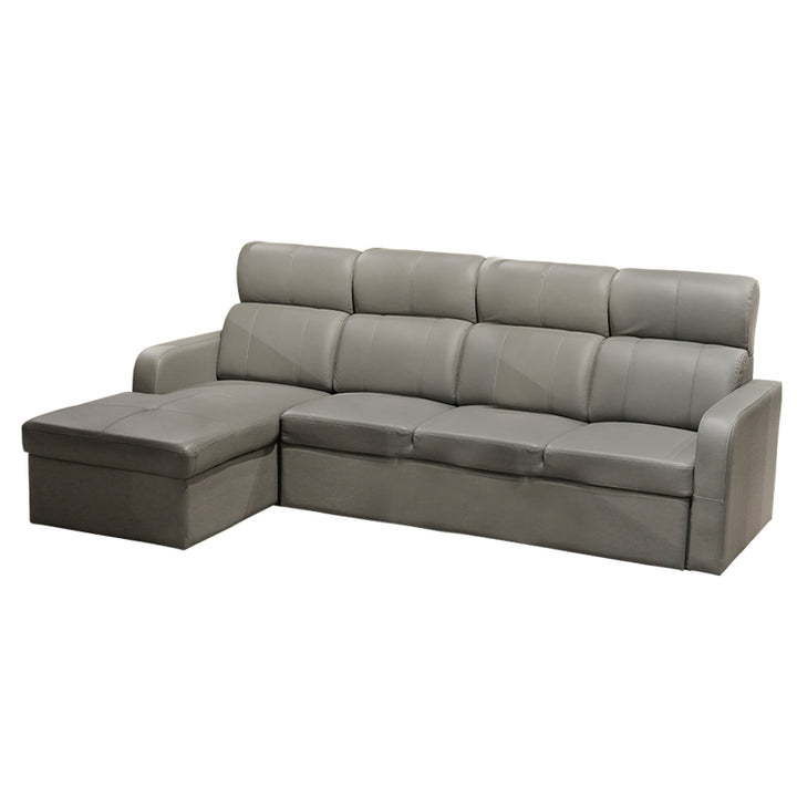 OKINO Brand- AIDEN 2 Seater Leather Sofa with Chaise Lounge (Broaching Bed)