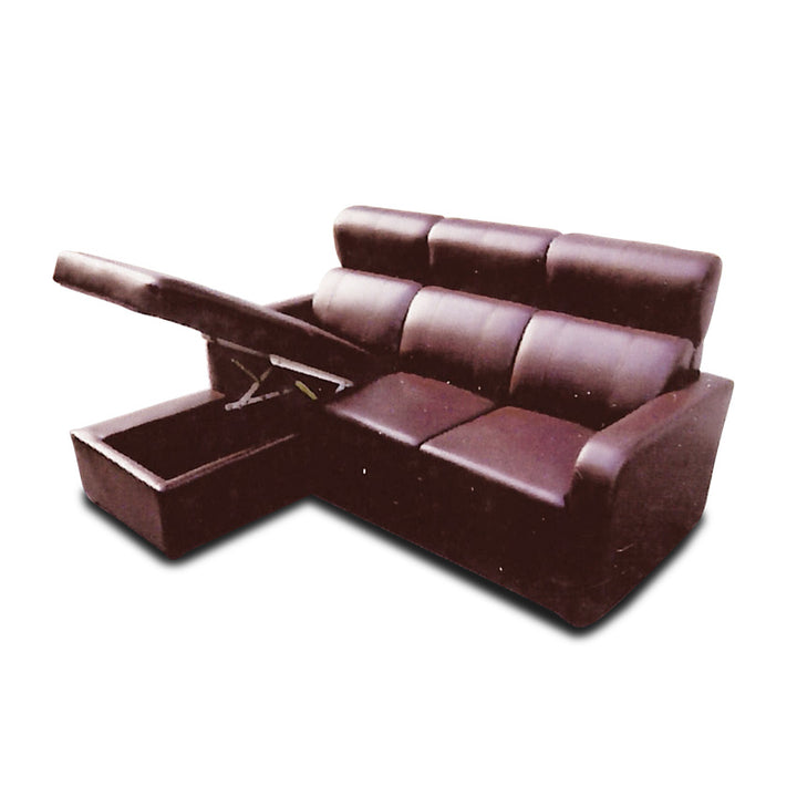 OKINO Brand- AIDEN 2 Seater Leather Sofa with Chaise Lounge (Broaching Bed)