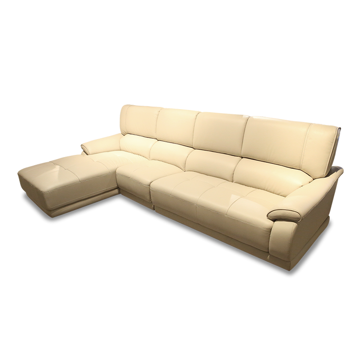 OKINO Brand- SANTA 3 Seaters Leather Sofa with Chaise Lounge