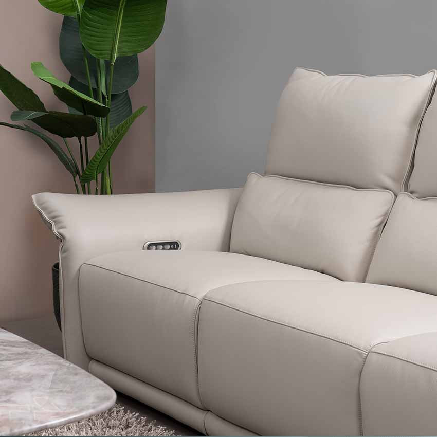 OKINO Deluxe 品牌-CLARET全真皮三電動三位梳化(活動扶手)(寵物布/全真皮）