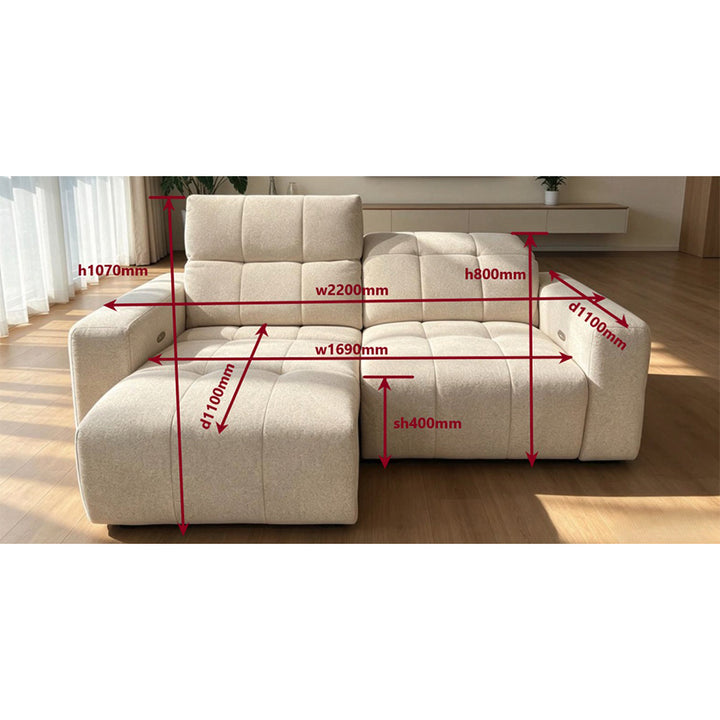 Okino Deluxe Brand - COVE Fabric Electric Recliners Three-Seater Sofa bed
