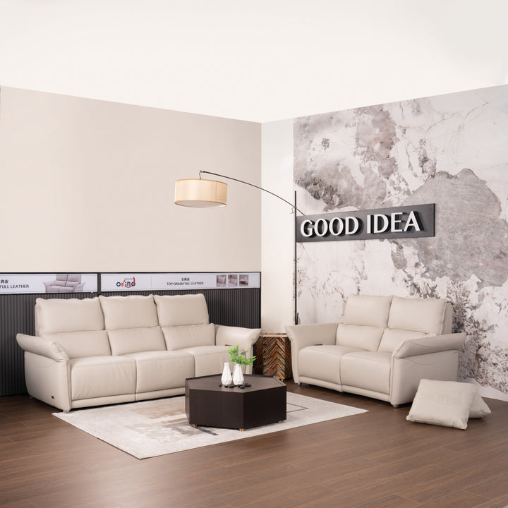 OKINO Deluxe 品牌-CLARET全真皮三電動三位梳化(活動扶手)(寵物布/全真皮）