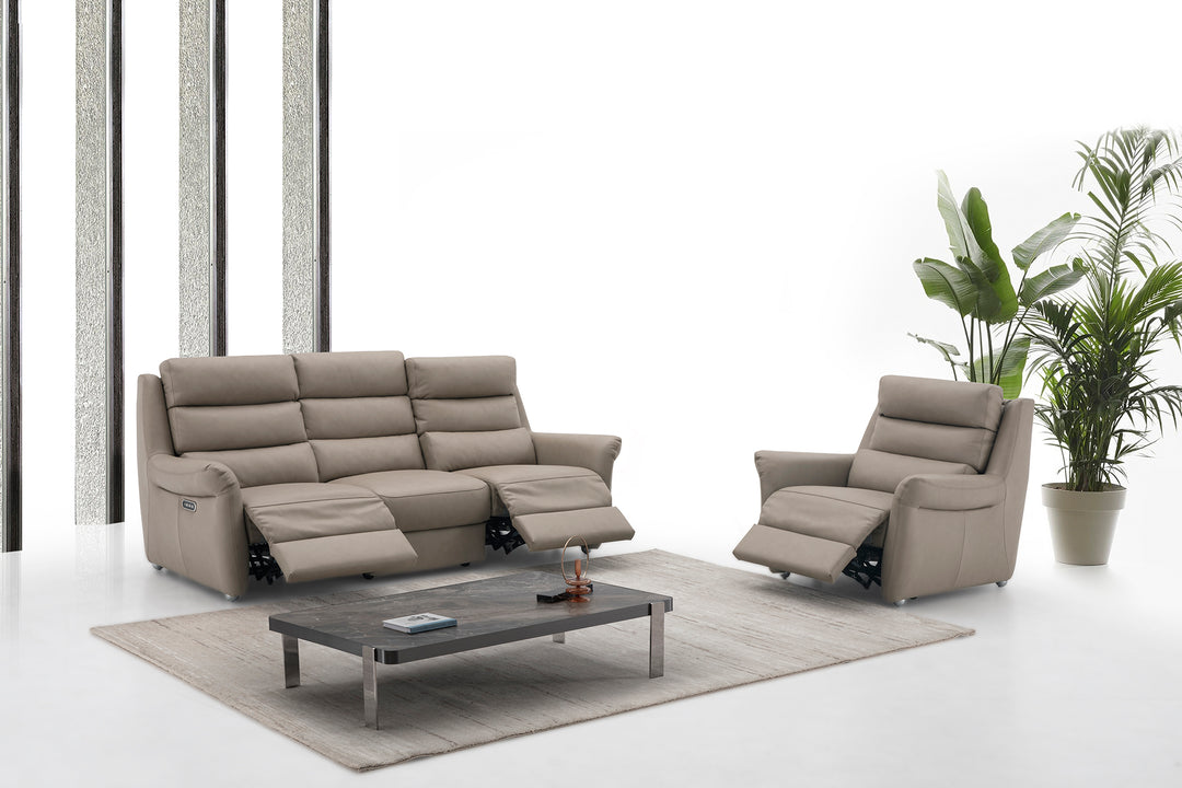 Okino Deluxe Brand-TITAN full leather three-electric 2 seater recliner sofa(Pet Friendly Fabric / Leather)
